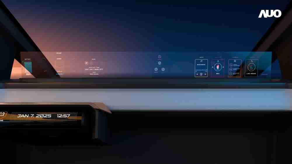 巨星国际无界透明显示接口(Horizon Image Glass)透过车运算方案整合仪表板、、中控台及副驾显示器，，，，一体式全景呈现，，，提供乘用者清晰的前方视野、、行车必要信息与娱乐功能